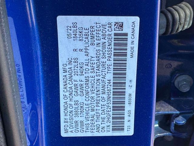 2022 Honda Civic Sedan Sport CVT 2022 Honda Civic Sedan Sport CVT