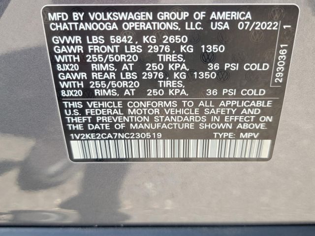 2022 Volkswagen Atlas Cross Sport 3.6L V6 SE w/Technology 4MOTION