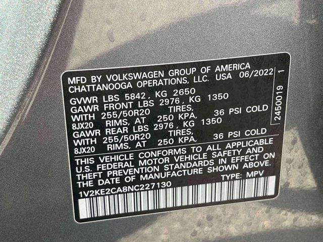 2022 Volkswagen Atlas Cross Sport 3.6L V6 SE w/Technology